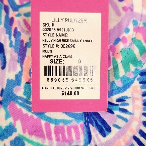 New Lilly Pulitzer Kelly Happy As A Clam High Rise Skinny Ankle Pants - Picture 8 of 9
